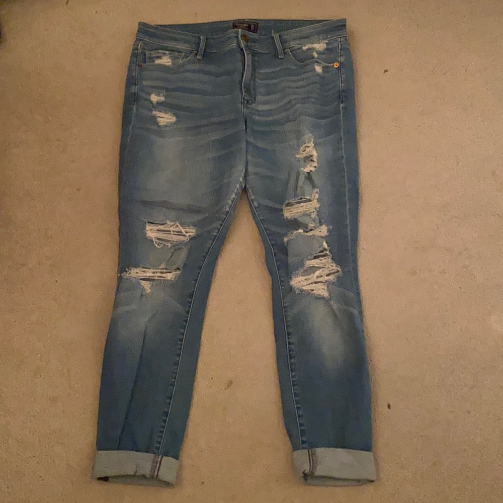 Abercrombie and Fitch ripped skinny jeans size 12 medium blue wash